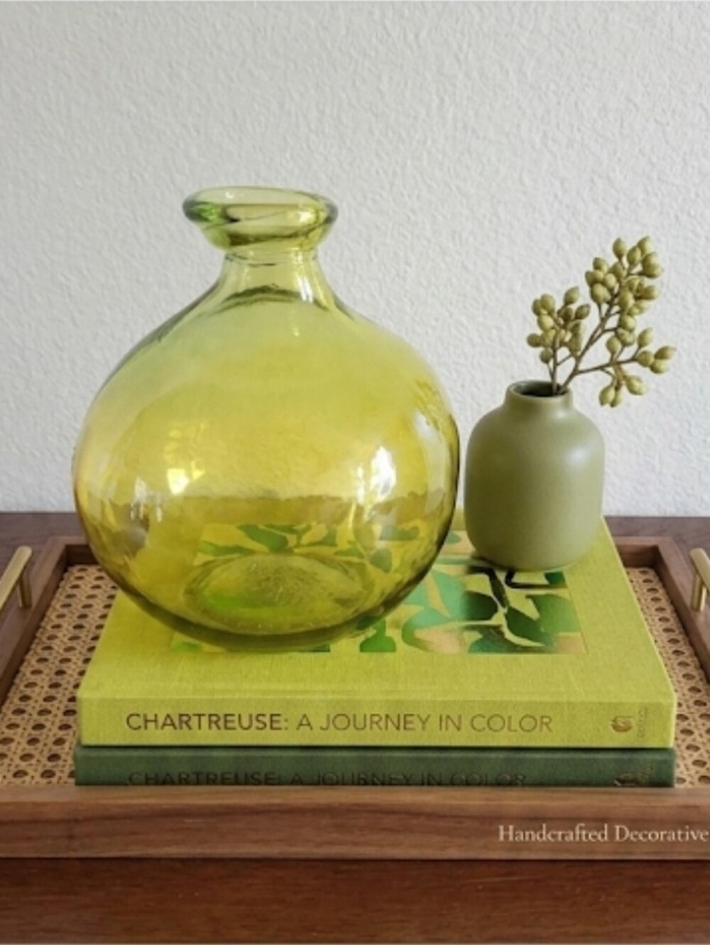 San Miguel Vidrios Yellow Bulb Recycled Glass Vase NWOT 6.5" x 7” Spain  Boho